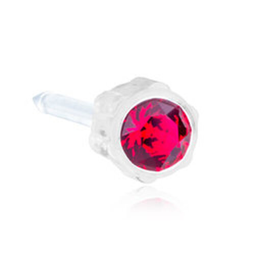 Bezel - Ruby - Medical Plastic Piercing Stud - 4mm