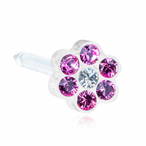 Daisy - Rose / Crystal - Medical Plastic Piercing Stud - 5mm