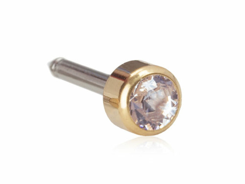 Bezel, Crystal - Golden Titanium Piercing Stud - 4mm
