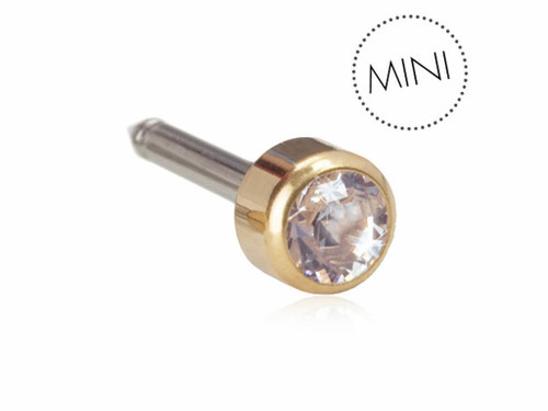 Bezel - Crystal - Golden Titanium Piercing Stud - Mini - 3mm