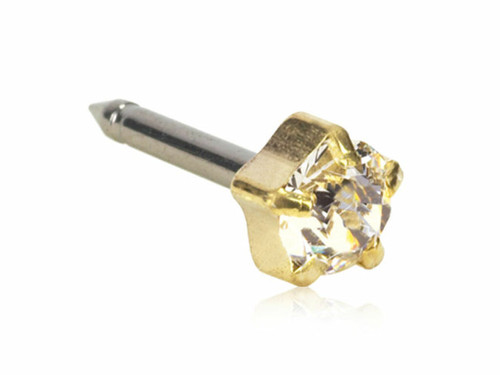 Tiffany, Crystal - Golden Titanium Piercing Stud - 4mm