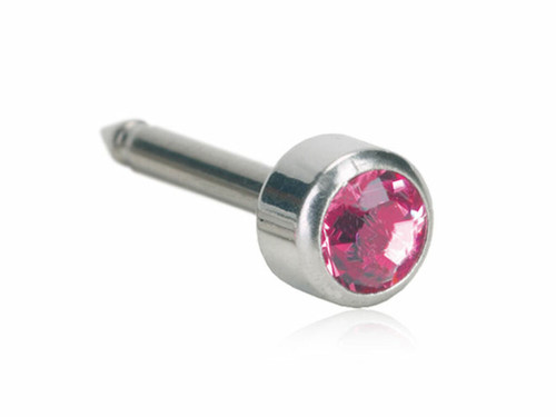 Bezel, Rose - Silver Titanium Piercing Stud - 4mm