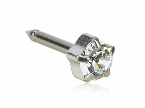Tiffany, Crystal - Silver Titanium Piercing Stud - 4mm