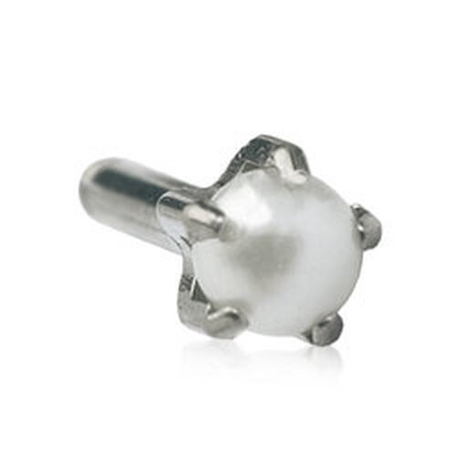 Tiffany - White Pearl - Silver Titanium Piercing Stud - 4mm