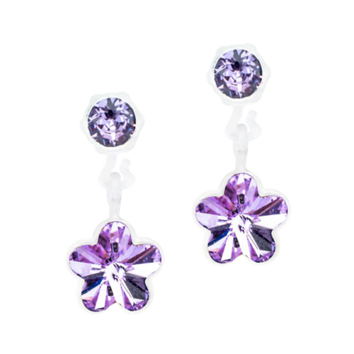 Violet Flower Dangle Earrings - 4/6mm