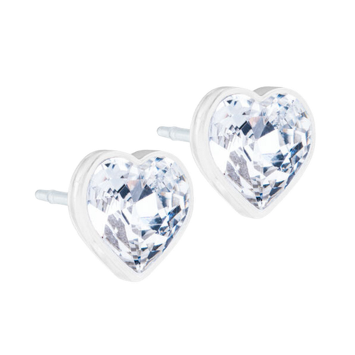 Crystal Heart Stud Earrings - 6mm