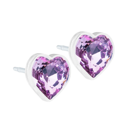 Light Amethyst Heart Stud Earrings - 6mm