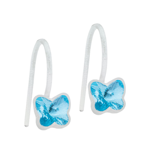 Aquamarine Butterfly Dangle Earrings - 5mm