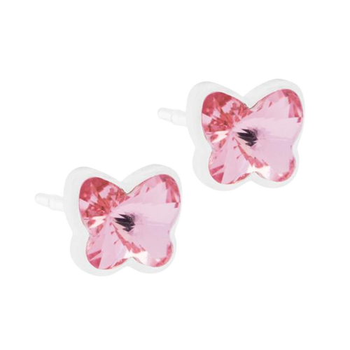 Light Rose Butterfly Stud Earrings - 5mm