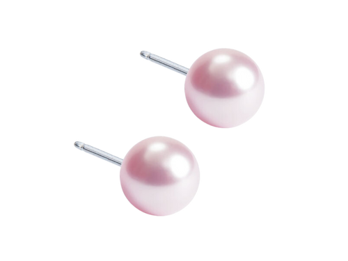 Light Rose Pearl Stud Earrings - 6mm