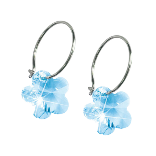 Aquamarine Flower Earrings - 12mm