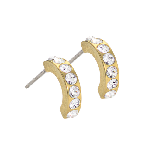 Golden Titanium Brilliance Curved Earrings - 10mm