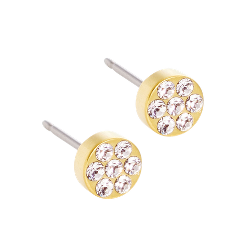 Golden Titanium Brilliance Plenary Crystal Stud Earrings - 5mm