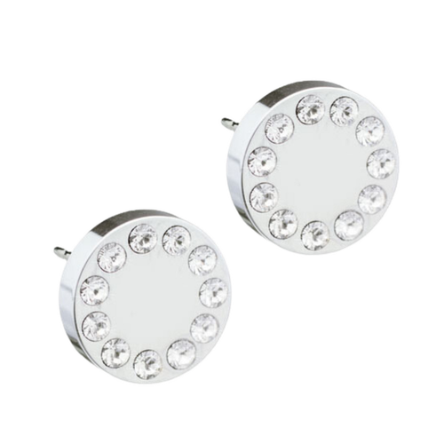 Natural Titanium Brilliance Puck Crystal Stud Earrings - 8mm