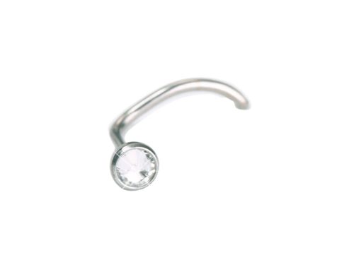 Silver Bezel Crystal Nose Stud - 3mm