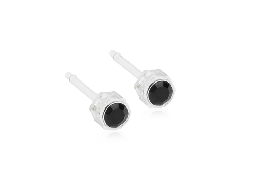 Bezel Jet Stud Earrings - 4mm
