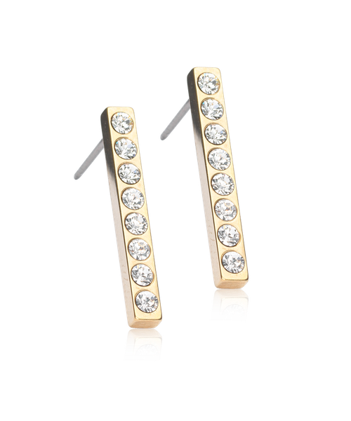 Golden Titanium Brilliance Vertical Bar Earrings - 20 mm