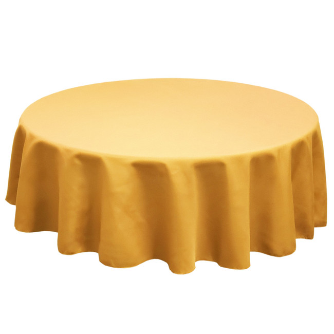 Gold 126 in. Round SimplyPoly Tablecloths Gold 126 in. Round SimplyPoly Tablecloths