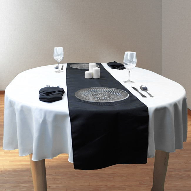 Black SimplyPoly Table Runners, Size 13 x 72 in. Rectangular