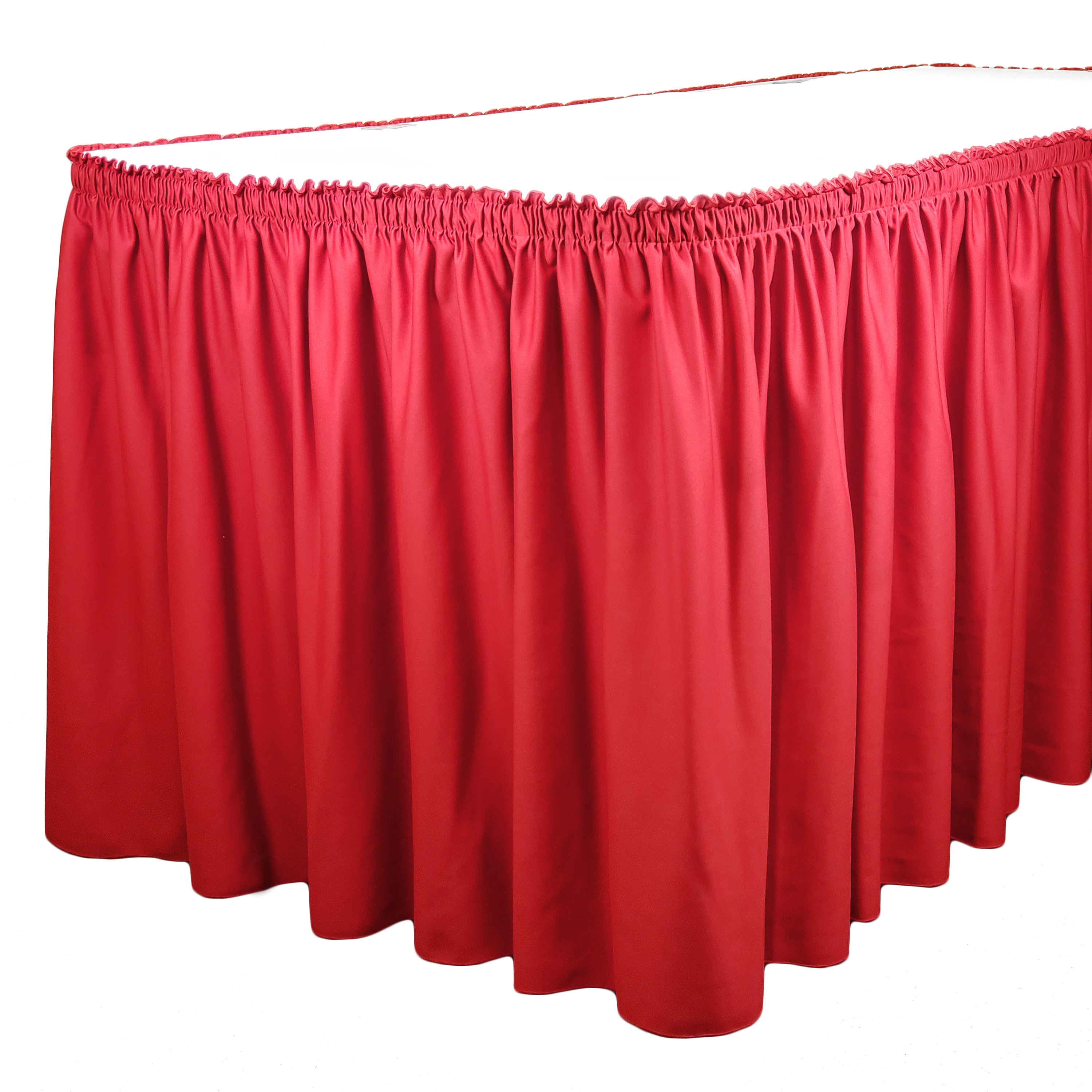Premium Wrinkle Release Shirred Pleat Table Skirting (Red)