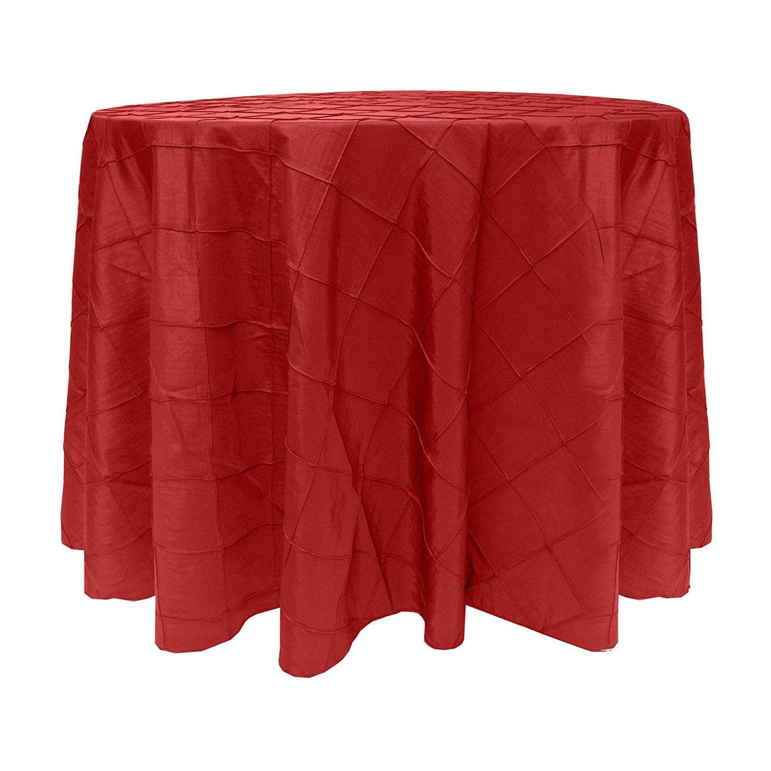 Red Round Pintuck Taffeta Tablecloth