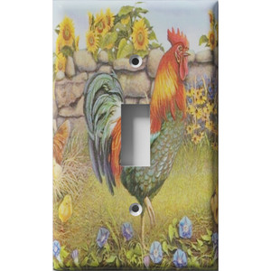 Rooster And Sunflowers Decorative Light Switch Plate Cover