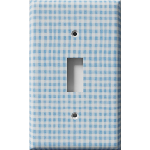 Blue Gingham Decorative Light Switch Plate Cover