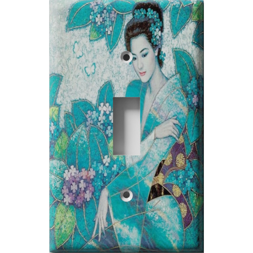 Blue Oriental Woman Decorative Light Switch Plate Cover