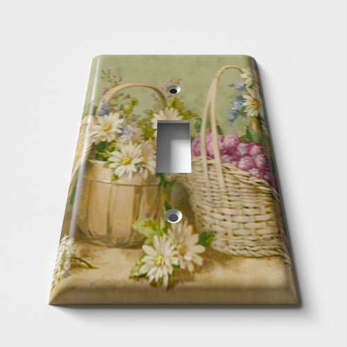 Flower Baskets Decorative Light Switch Plate Cover