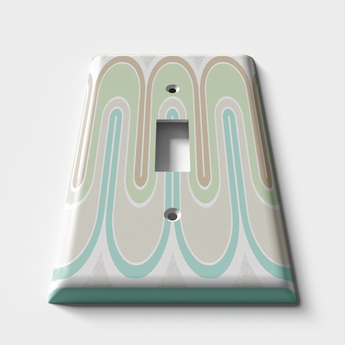 Green Retro Waves Decorative Light Switch Plate Cover