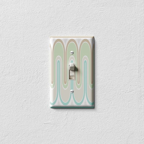 Green Retro Waves Decorative Light Switch Plate Cover