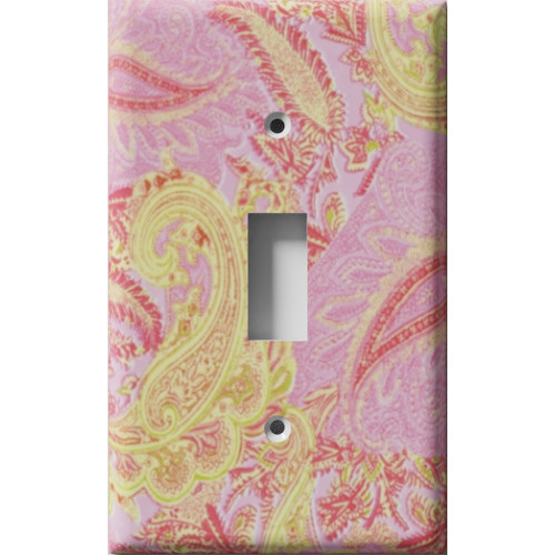Pink/Yellow Paisley Decorative Light Switch Plate Cover