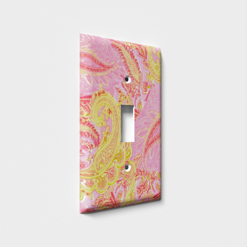 Pink/Yellow Paisley Decorative Light Switch Plate Cover