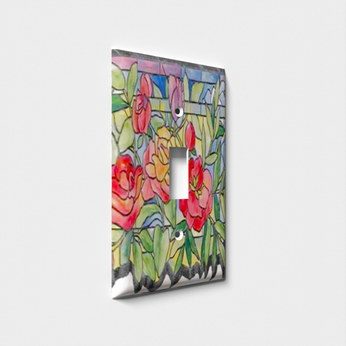 Stained Glass Roses Decorative Light Switch Plate Cover