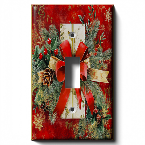 Christmas Wreath Decorative Light Switch Cover