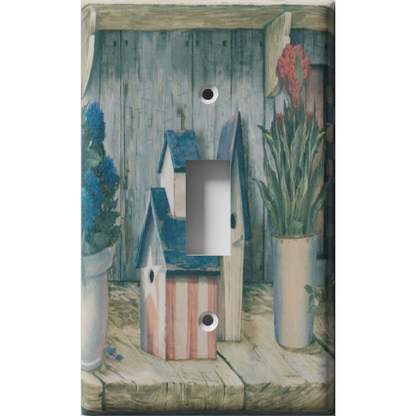 Birdhouses In Garden Decorative Light Switch Plate Cover