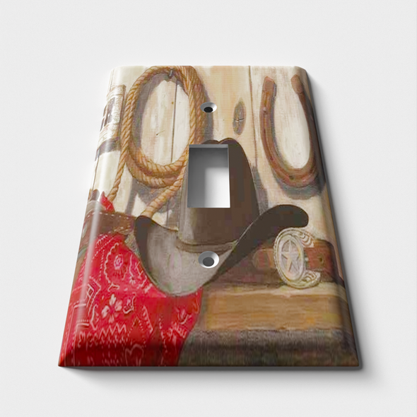 Cowboy Hat 'n' Horseshoe Decorative Light Switch Plate Cover