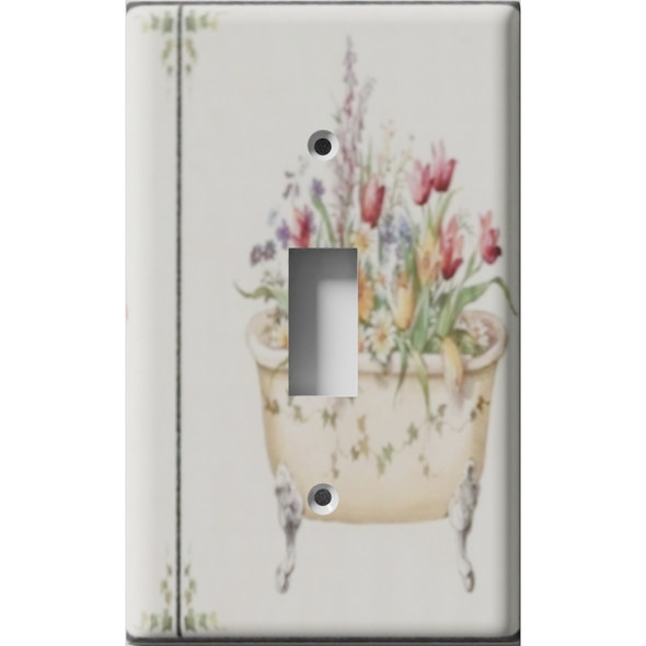 Flowery Bathtub Decorative Light Switch Plate Cover