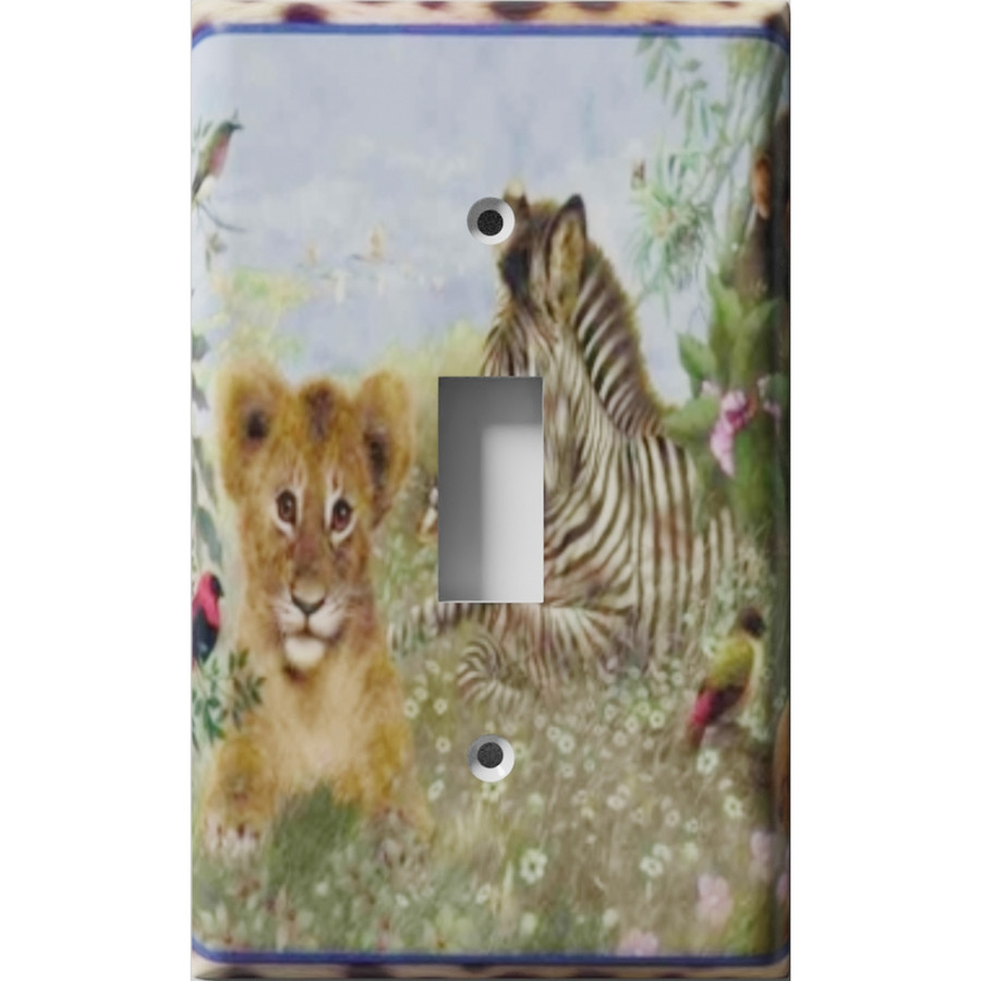 Zebra And Lion Decorative Light Switch Plate Cover