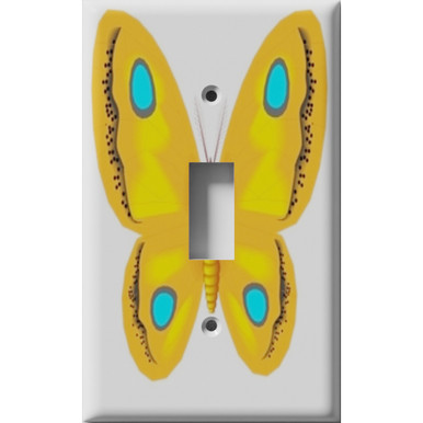 Yellow Butterfly Decorative Light Switch Plate Cover - Snazzy Switch