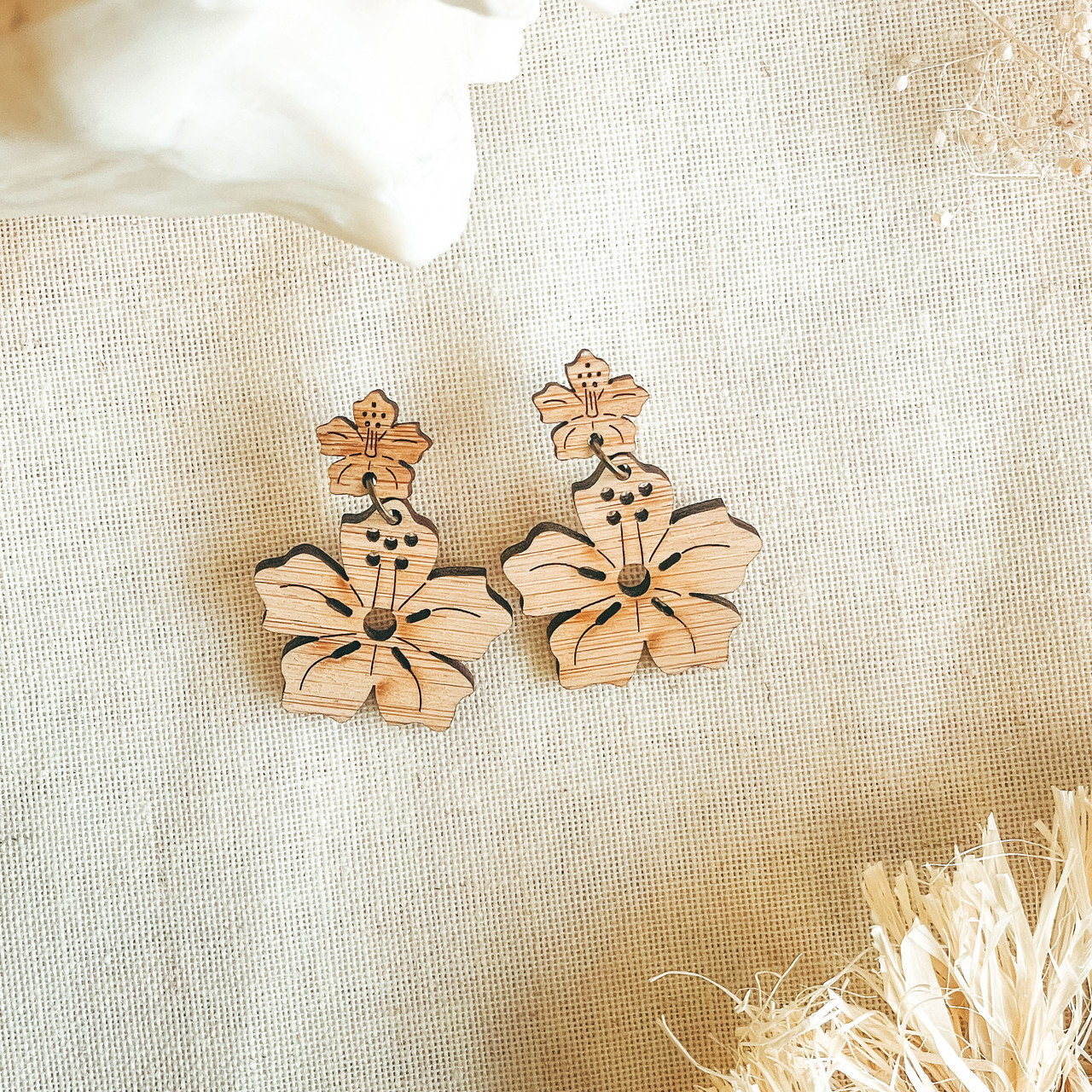 Hibiscus Earrings Hypoallergenic Earring Hooks Hibiscus Dangle Earrings  Tropical Earrings Flower Earrings Hibiscus Gifts 