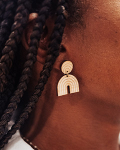 natural wood rainbow arch earrings, rainbow Jewelry, , rainbow dangle earrings, mini