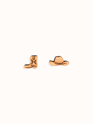 Western Boot + Hat Bamboo Studs