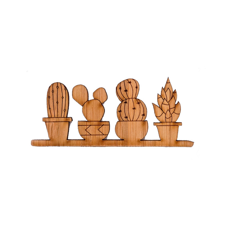 4 cactus magnet wood