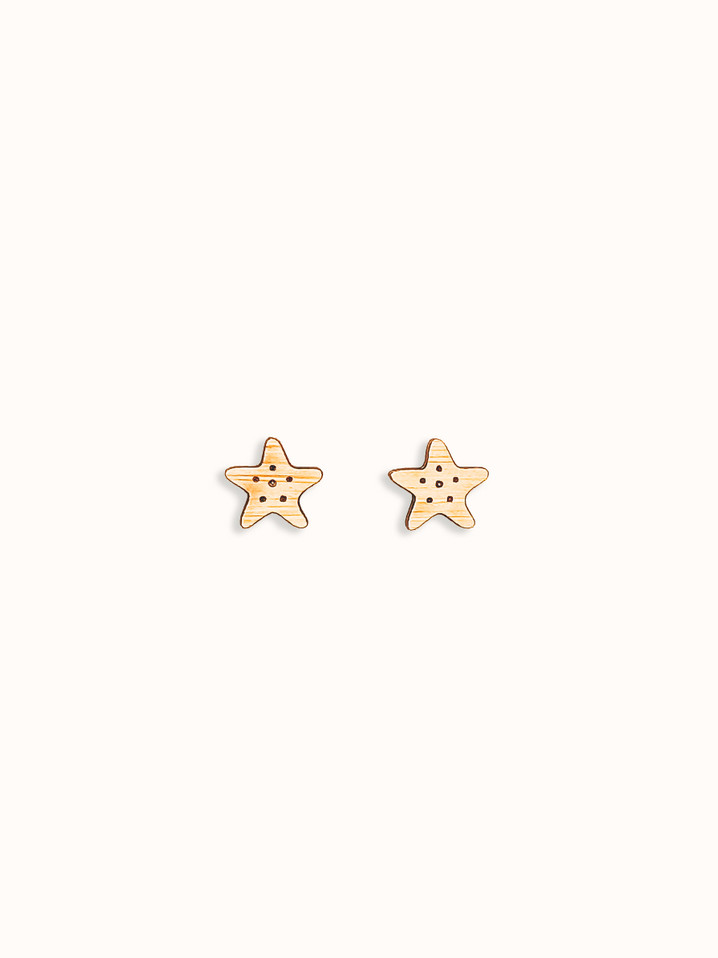 wood starfish earrings