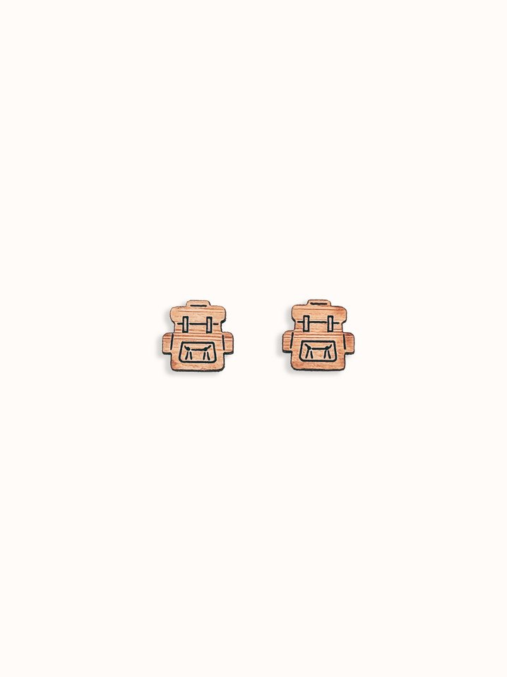 mini backpack bamboo earrings