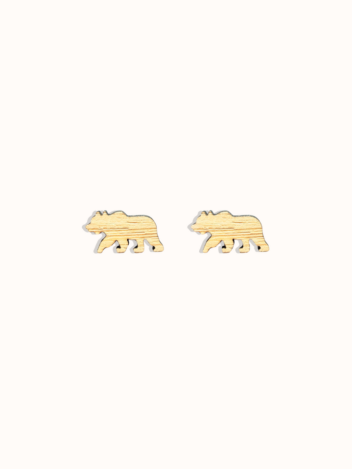 Grizzly Bear Bamboo Earrings