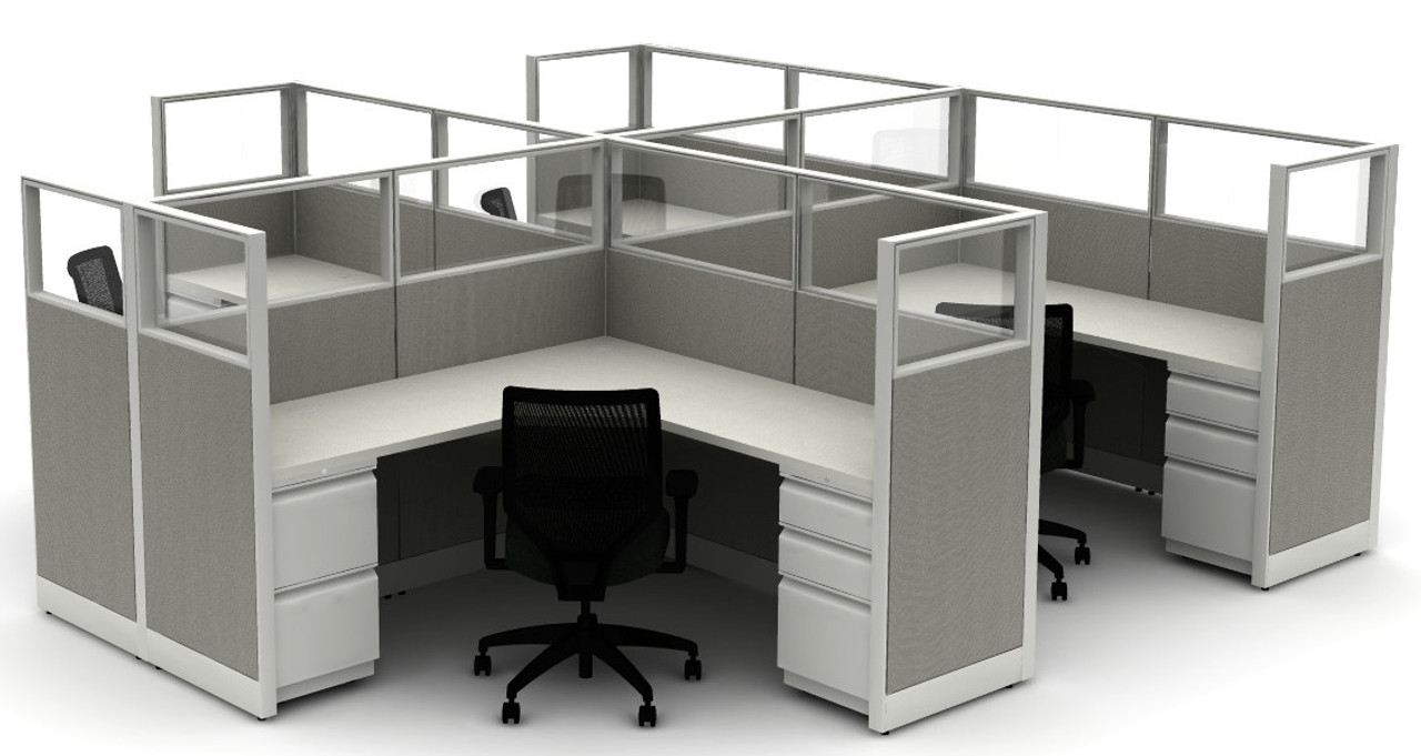 Hon Accelerate L- Stations with Metal Storage and Framed