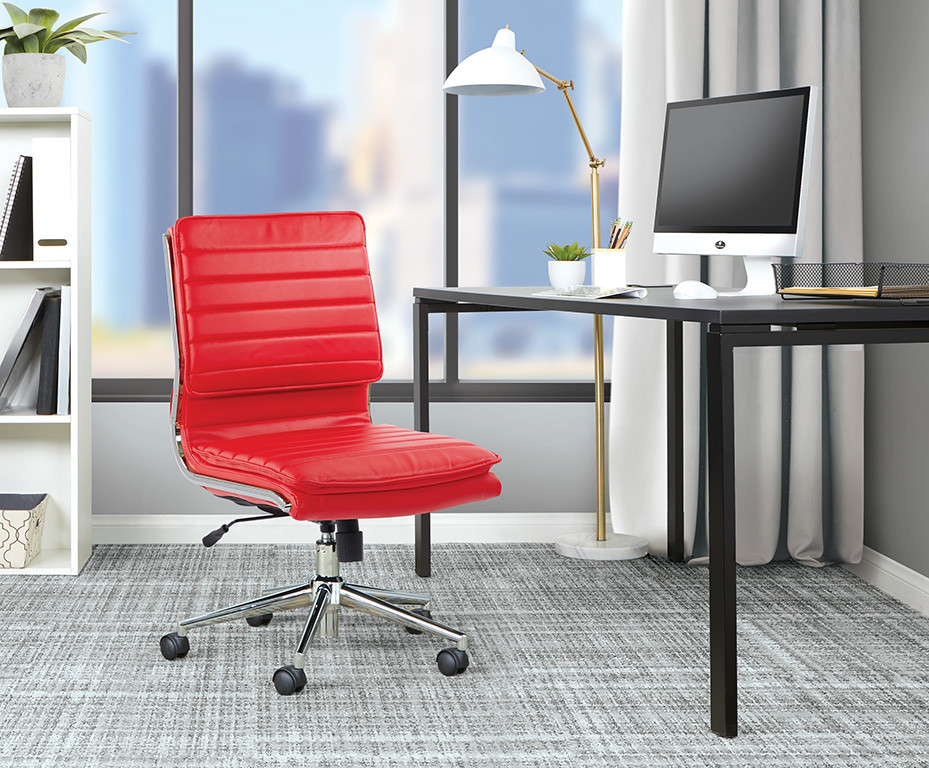 Office Chairs USA Mid Back Armless Manager Chair with Chrome Finish