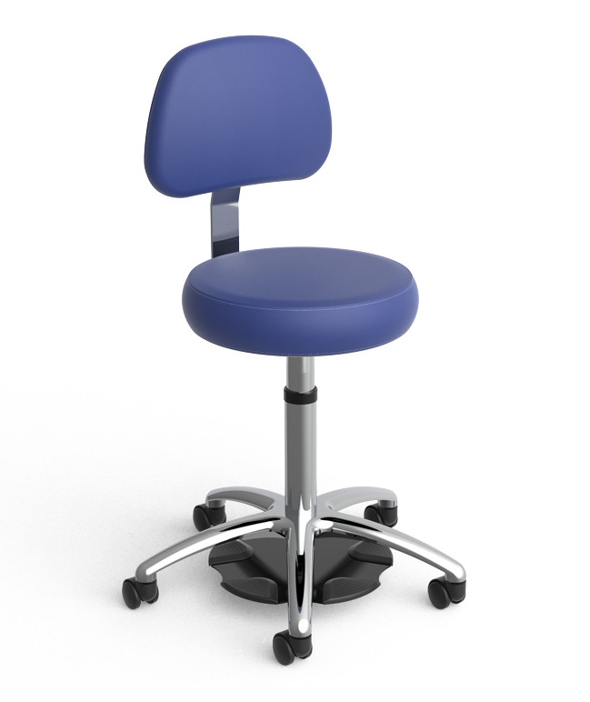 Medical Rolling Stool with Back - Hands-Free Height Adjustment